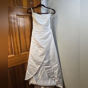 La Sposa Elegant White Gown With Wrapped Skirt Overlay And Beading